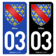 Autocollant plaque d'immatriculation 03 Allier - Armoiries