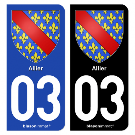 Autocollant plaque d'immatriculation 03 Allier - Armoiries