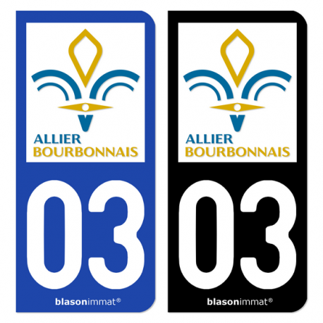 Autocollant plaque d'immatriculation 03 Allier - Département