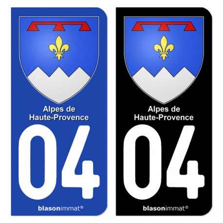 Autocollant plaque d'immatriculation 04 Alpes-de-Haute-Provence - Armoiries