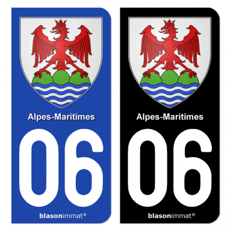Autocollant plaque d'immatriculation 06 Alpes-Maritimes - Armoiries
