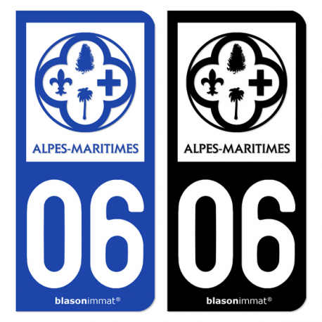 Autocollant plaque d'immatriculation 06 Alpes-Maritimes - Département