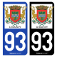 Autocollant plaque d'immatriculation 93 Le Raincy - Armoiries
