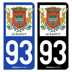 Autocollant plaque d'immatriculation 93 Le Raincy - Armoiries