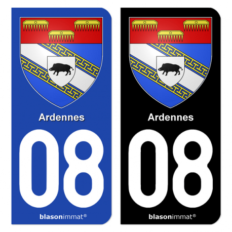 Autocollant plaque d'immatriculation 08 Ardennes - Armoiries