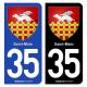 Autocollant plaque d'immatriculation 35 Saint-Malo - Armoiries