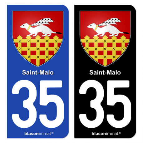 Autocollant plaque d'immatriculation 35 Saint-Malo - Armoiries