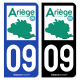 Autocollant plaque d'immatriculation 09 Ariège - Département