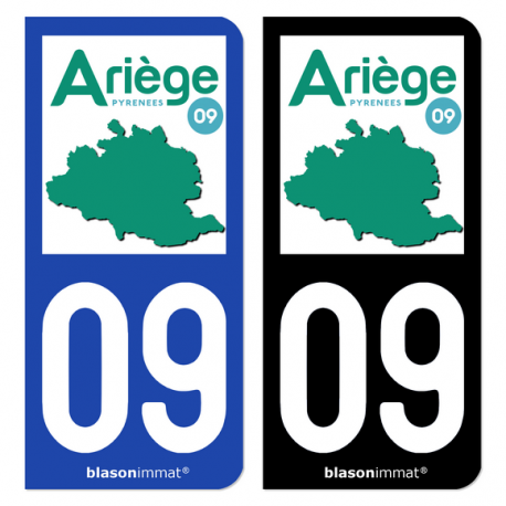 Autocollant plaque d'immatriculation 09 Ariège - Département