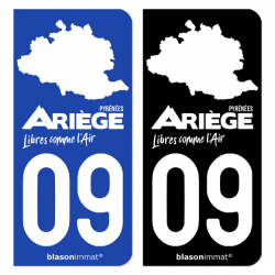 Autocollant plaque d'immatriculation 09 Ariège - Pyrénées Libres