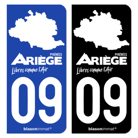 Autocollant plaque d'immatriculation 09 Ariège - Pyrénées Libres