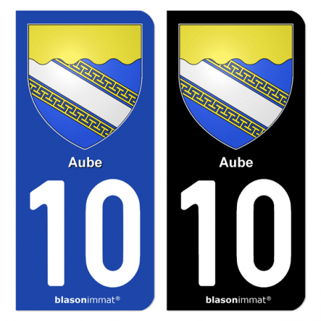 Autocollant plaque d'immatriculation 10 Aube - Armoiries