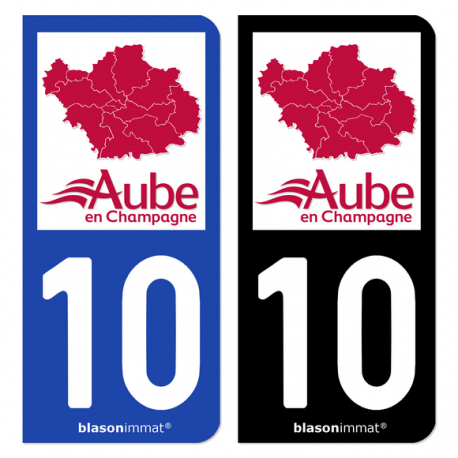 Autocollant plaque d'immatriculation 10 Aube - Département