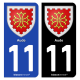 Autocollant plaque d'immatriculation 11 Aude - Armoiries