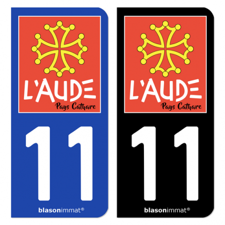 Autocollant plaque d'immatriculation 11 Aude - Pays Cathare