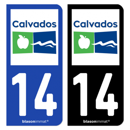 Autocollant plaque d'immatriculation 14 Calvados - Département