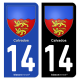 Autocollant plaque d'immatriculation 14 Calvados - Armoiries