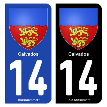 Autocollant plaque d'immatriculation 14 Calvados - Armoiries