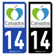 Autocollant plaque d'immatriculation 14 Calvados - Tourisme