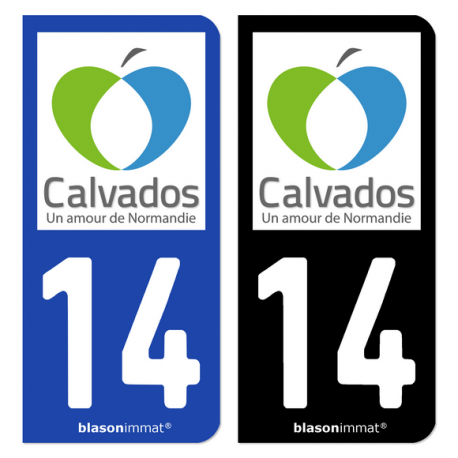 Autocollant plaque d'immatriculation 14 Calvados - Tourisme