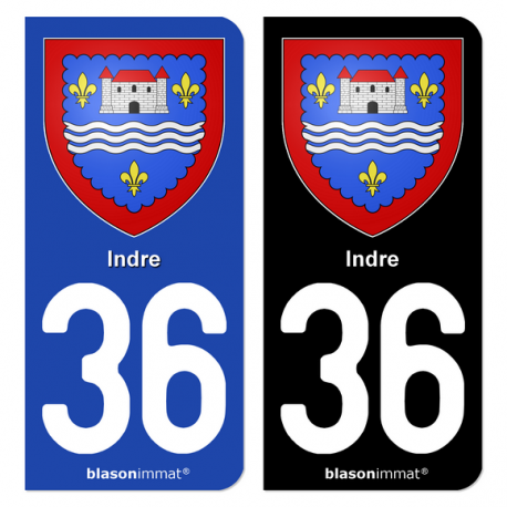 Autocollant plaque d'immatriculation 36 Indre - Armoiries