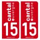 Autocollant plaque d'immatriculation 15 Cantal - Collector