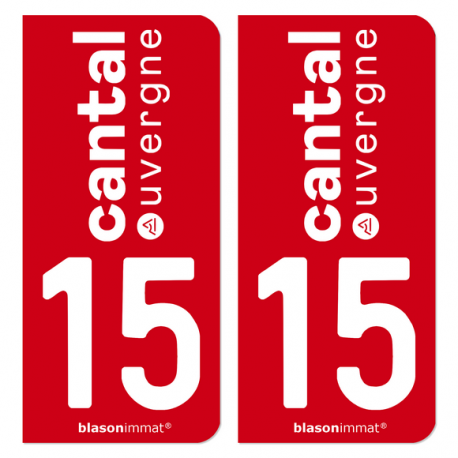 Autocollant plaque d'immatriculation 15 Cantal - Collector