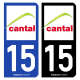 Autocollant plaque d'immatriculation 15 Cantal - Département