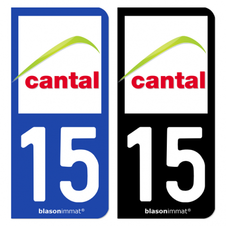 Autocollant plaque d'immatriculation 15 Cantal - Département