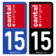 Autocollant plaque d'immatriculation 15 Cantal - Must