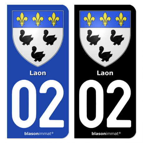 Autocollant plaque d'immatriculation 02 Laon - Armoiries