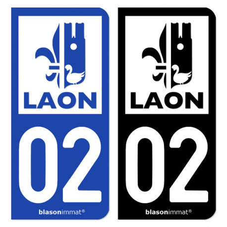 Autocollant plaque d'immatriculation 02 Laon - Ville