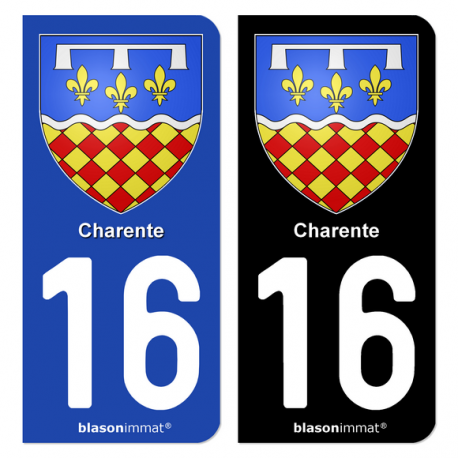 Autocollant plaque d'immatriculation 16 Charente - Armoiries