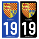 Autocollant plaque d'immatriculation19 Corrèze - Amoiries