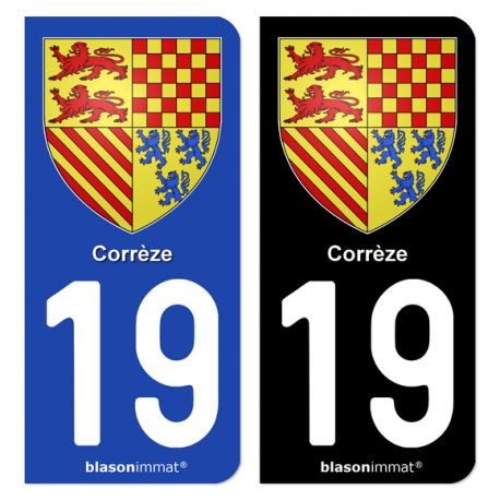 Autocollant plaque d'immatriculation19 Corrèze - Amoiries