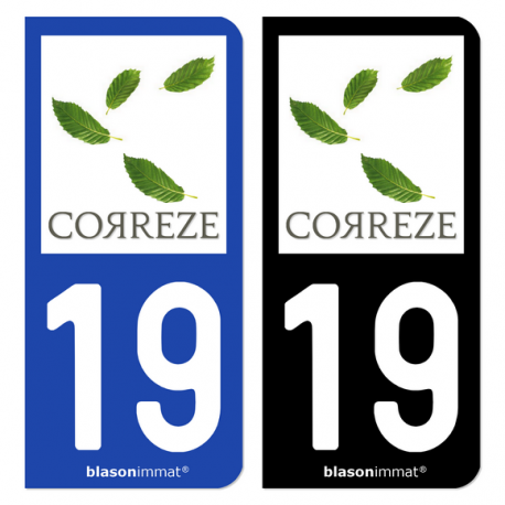 Autocollant plaque d'immatriculation 19 Corrèze - Département