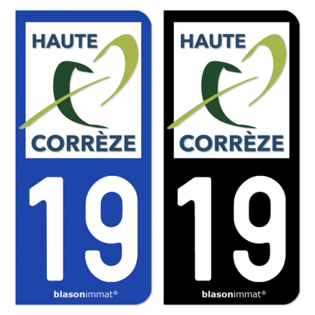 Autocollant plaque d'immatriculation 19 Haute-Corrèze - Pays