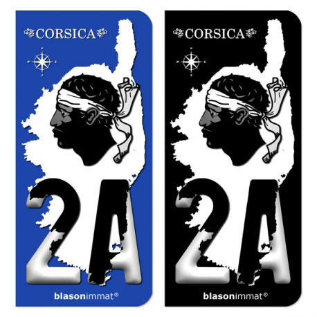 Autocollant plaque d'immatriculation 2A Corsica - Carte