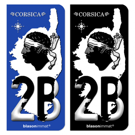 Autocollant plaque d'immatriculation 2B Corsica - Carte