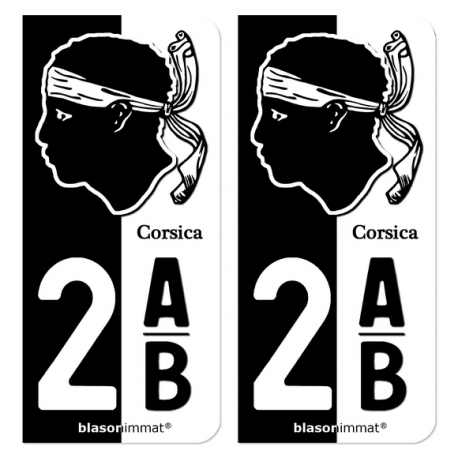 Autocollant plaque d'immatriculation 2AB Corsica - Collector