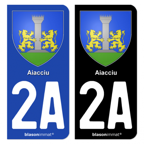 Autocollant plaque d'immatriculation 2A Aiacciu - Armoiries