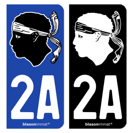Autocollant plaque d'immatriculation 2A Corsica - Tête de Maure