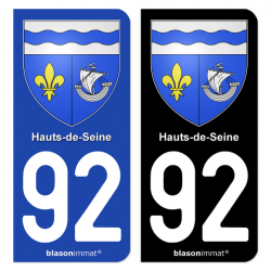 Autocollant plaque d'immatriculation 92 Hauts-de-Seine - Armoiries