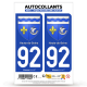 Autocollant plaque d'immatriculation 92 Hauts-de-Seine - Armoiries
