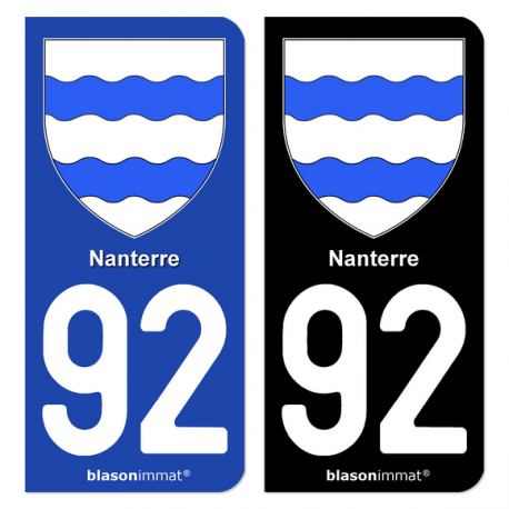 Autocollant plaque d'immatriculation 92 Nanterre - Armoiries