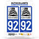 Autocollant plaque d'immatriculation 92 Nanterre - Ville