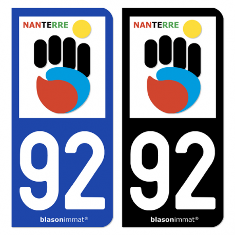 Autocollant plaque d'immatriculation 92 Nanterre - Esprit Jeux