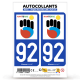 Autocollant plaque d'immatriculation 92 Nanterre - Esprit Jeux