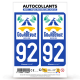 Autocollant plaque d'immatriculation 92 Courbevoie - Ville