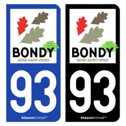 Autocollant plaque d'immatriculation 93 Bondy - Ville